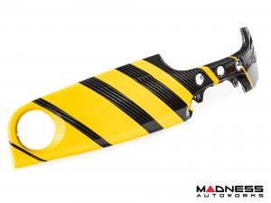 FIAT 500 Custom Dashboard - Carbon Fiber - Yellow Stripes - RHD